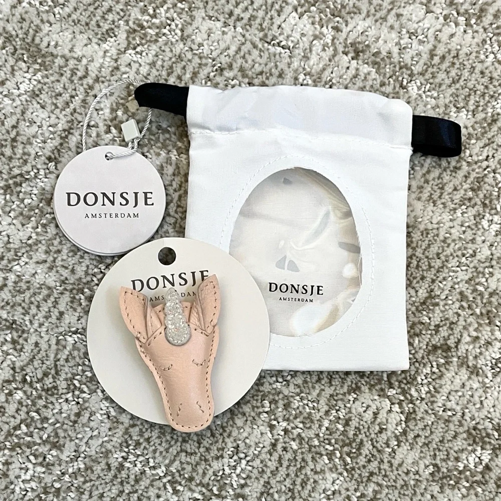 DONSJE Girls’ Leather Unicorn Josy Special Hairclip—Light Rose
